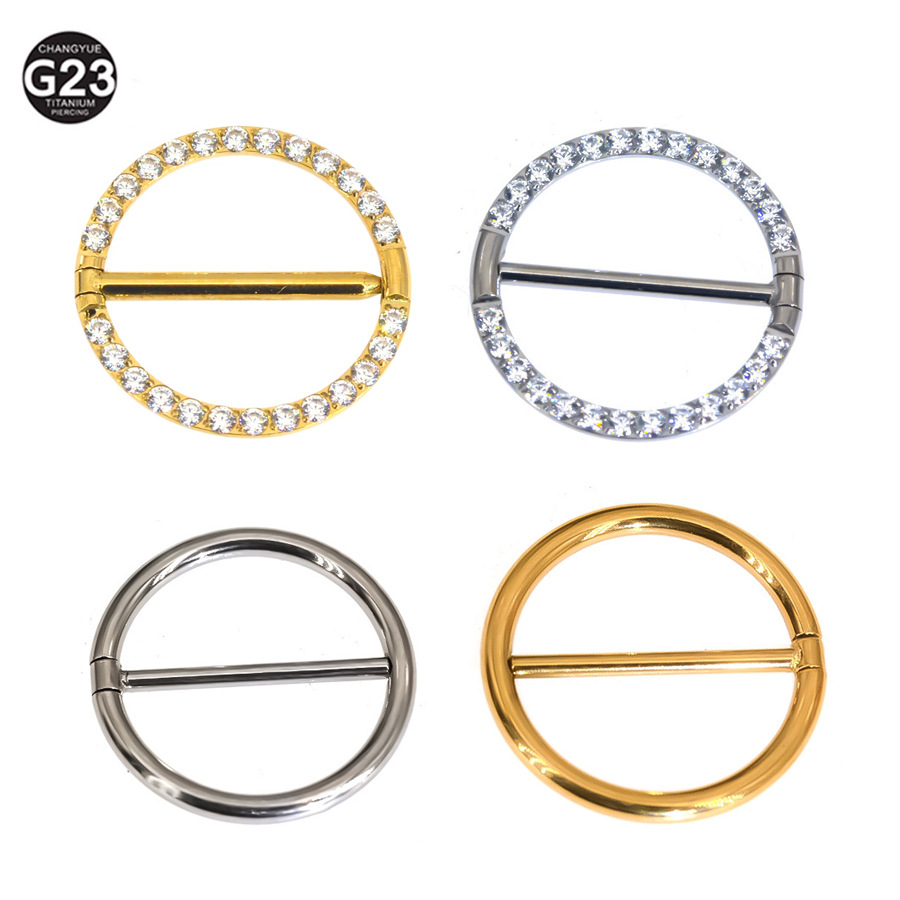 G23 Titanium 14G CZ Round Nipple Ring