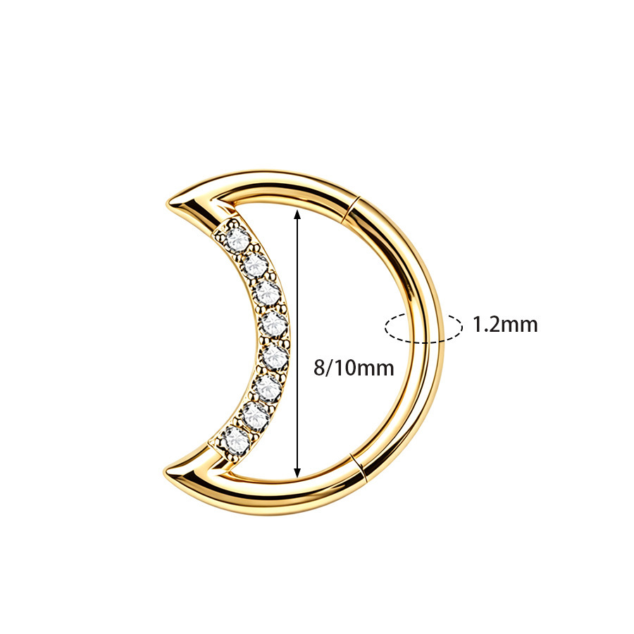ASTM F136 Titanium CZ Moon Nose Ring - Image 3