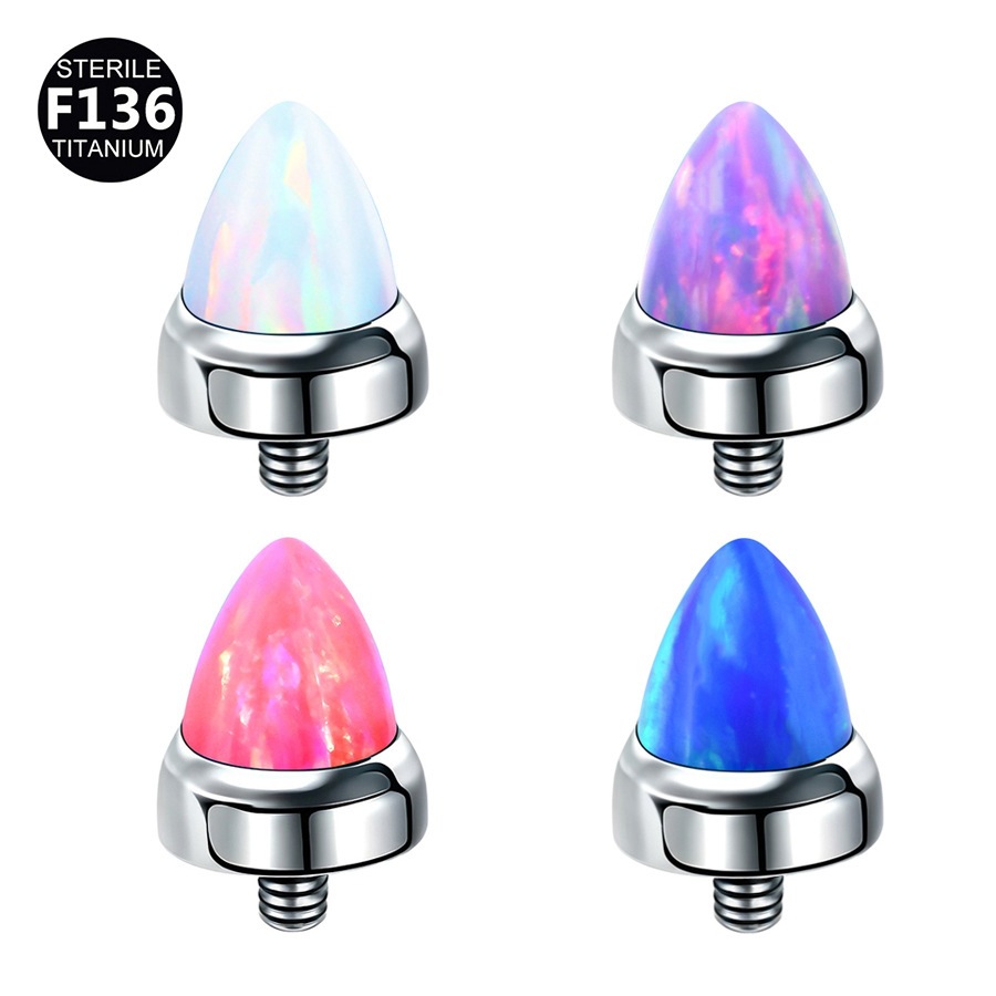 ASTM F136 Titanium 16G Opal Spike Labret Stud