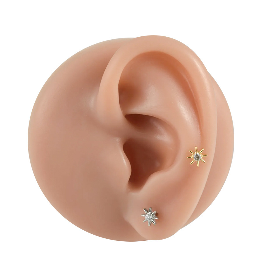 ASTM F136 Titanium 20G Sun Flower Cute Internally Threaded Labret Stud - Image 4