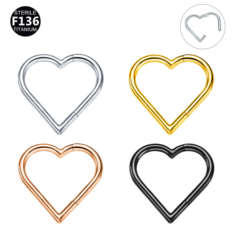 ASTM F136 Titanium Heart Unique Nose Ring