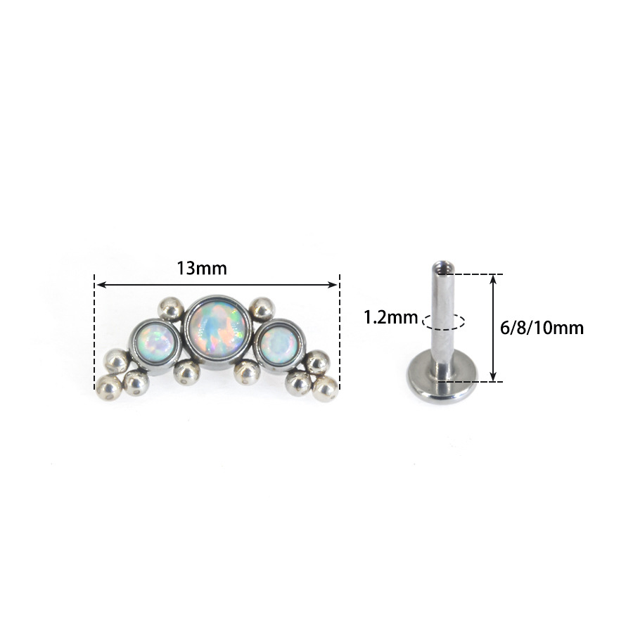 ASTM F136 Titanium Opal Flower Cat Labret Stud - Image 2