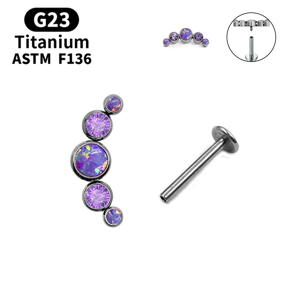 G23 Titanium Opal Round Labret Stud - Image 8