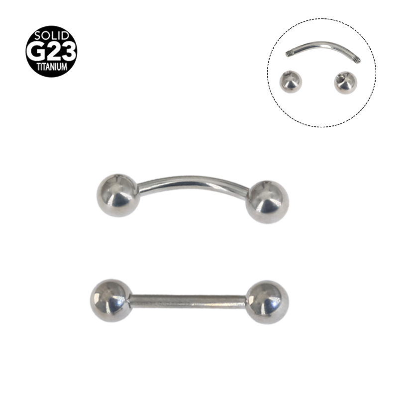G23 Titanium 14G Curved Barbell Tongue Barbell | 14/12mm