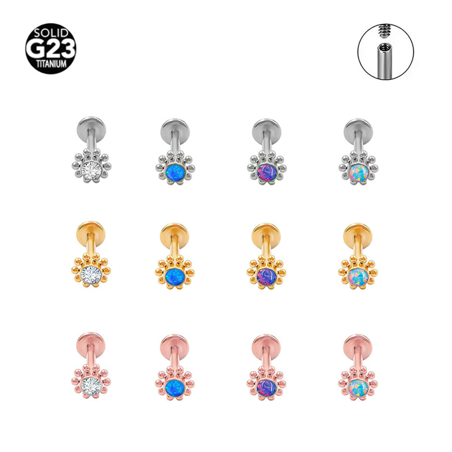 G23 Titanium Opal Labret Stud