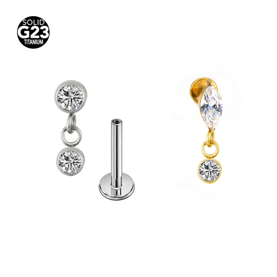 G23 Titanium Marquise Pendant Punk Labret Stud