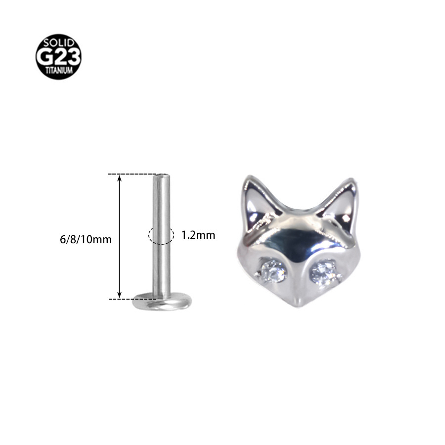 G23 Titanium Fox Bunny Dainty Labret Stud - Image 2