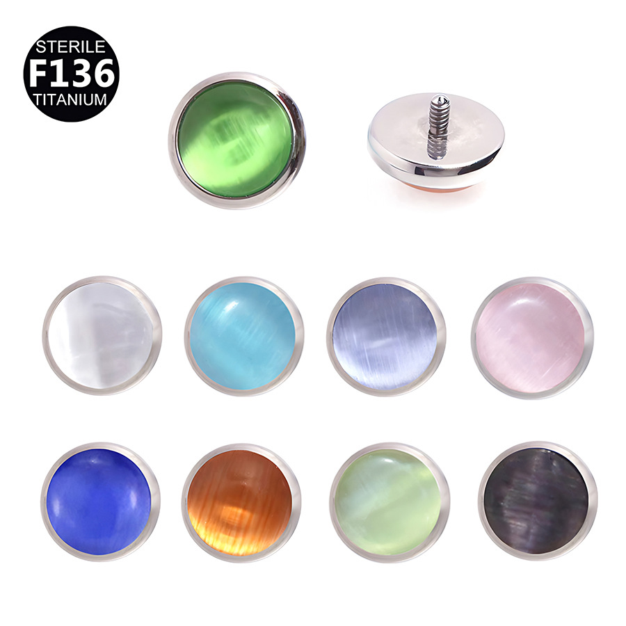 ASTM F136 Titanium CZ Cat Round Bezel Dermal Anchor | 6mm Stone - Image 5