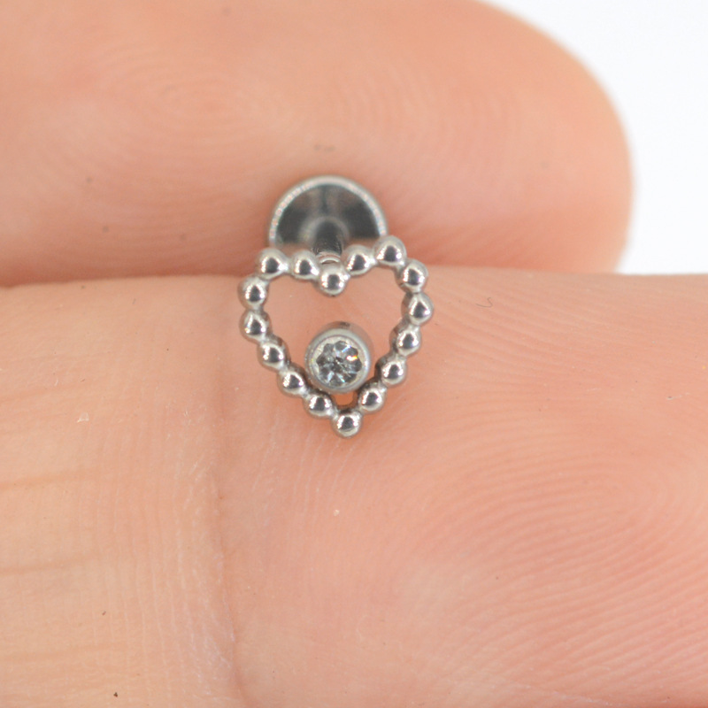 G23 Titanium Heart Flower Labret Stud | 6mm Length - Image 4