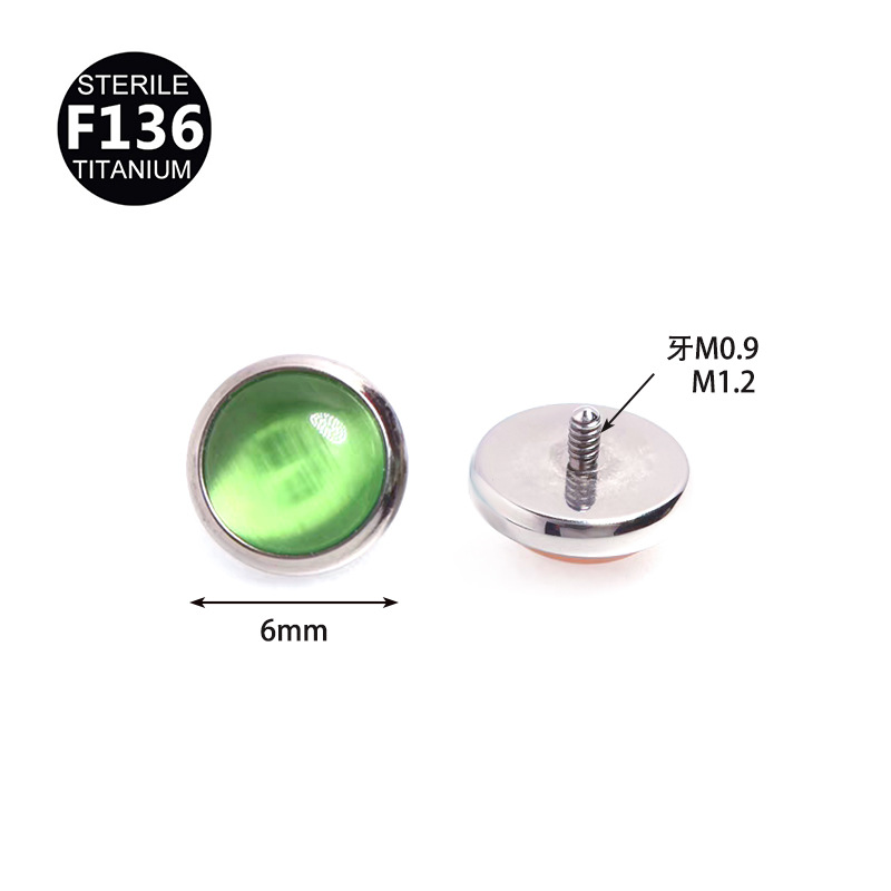 ASTM F136 Titanium CZ Cat Round Bezel Dermal Anchor | 6mm Stone - Image 2