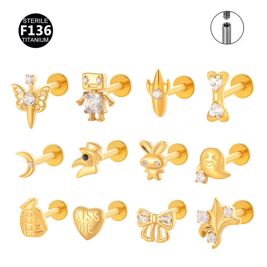 ASTM F136 Titanium 16G Butterfly Star Dainty Internally Threaded Labret Stud - Image 5