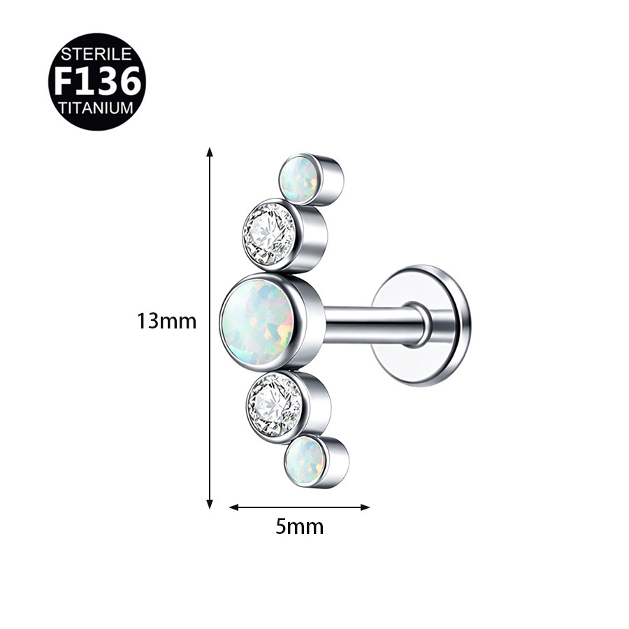 ASTM F136 Titanium 20G Opal Labret Stud - Image 2
