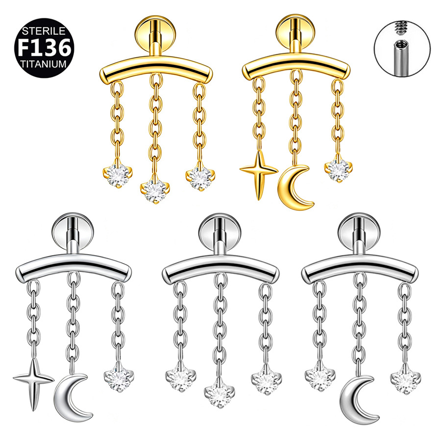 F136 Titanium Moon Chain Helix & Labret Piercing 0.9mm - Image 5