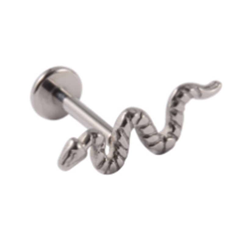 G23 Titanium Snake Unique Threadless Push-In Labret Stud - Image 3
