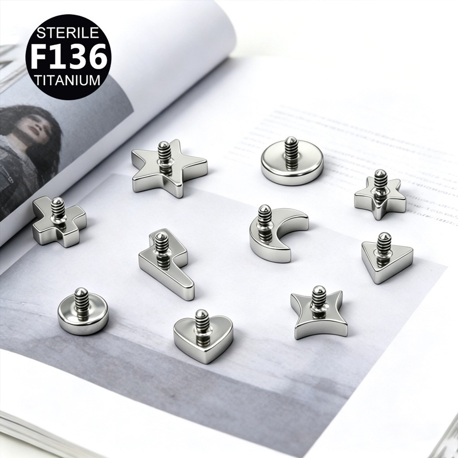 ASTM F136 Titanium 16G Heart Star Dermal Anchor | 2mm - Image 4