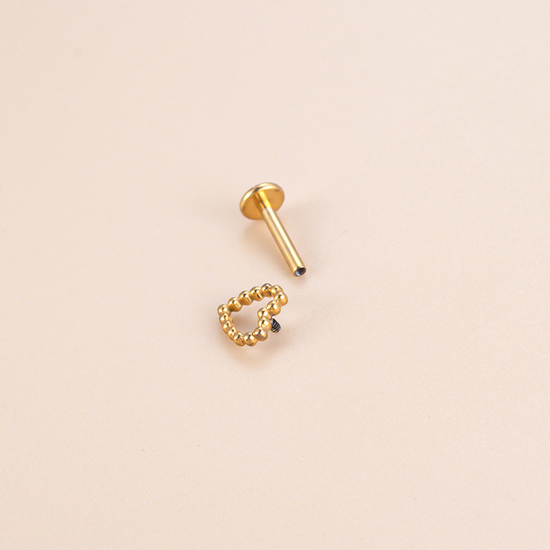 ASTM F136 Titanium 20G Butterfly Heart Internally Threaded Labret Stud - Image 2