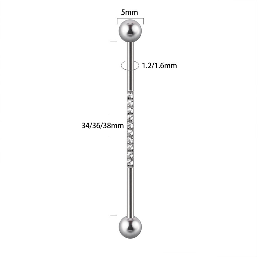 G23 Titanium 14G CZ Chain Ball Externally Threaded Labret Stud - Image 2