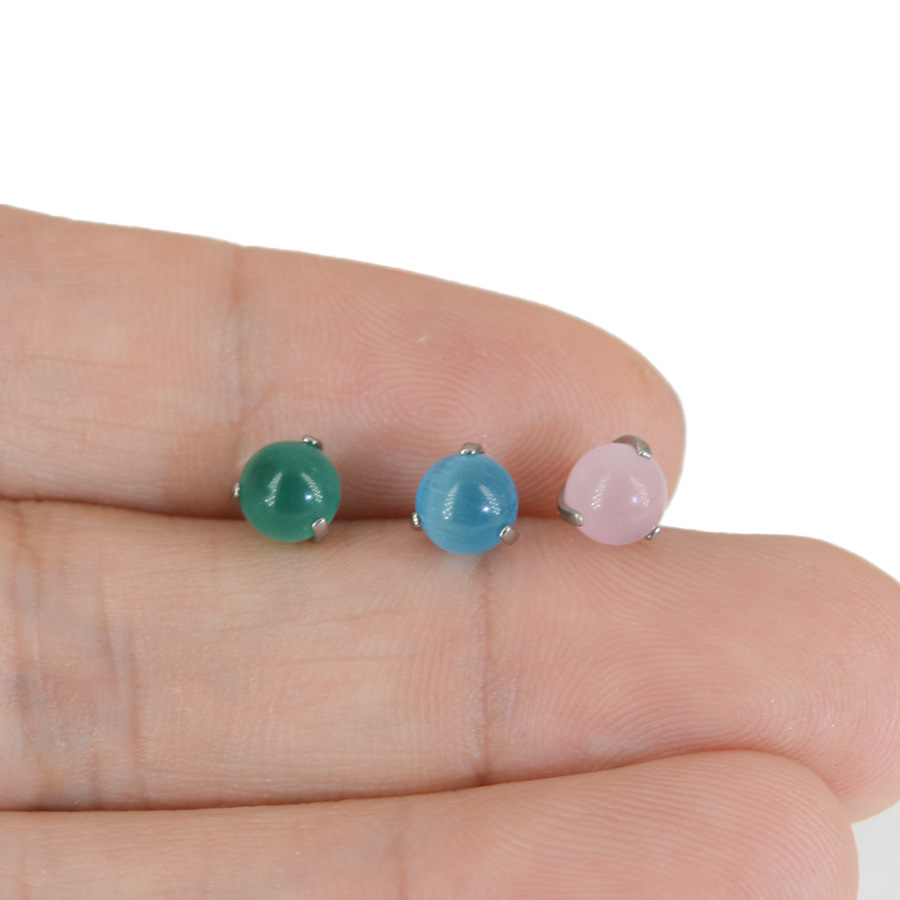 ASTM F136 Titanium 16G Natural Stone Labret Stud - Image 4