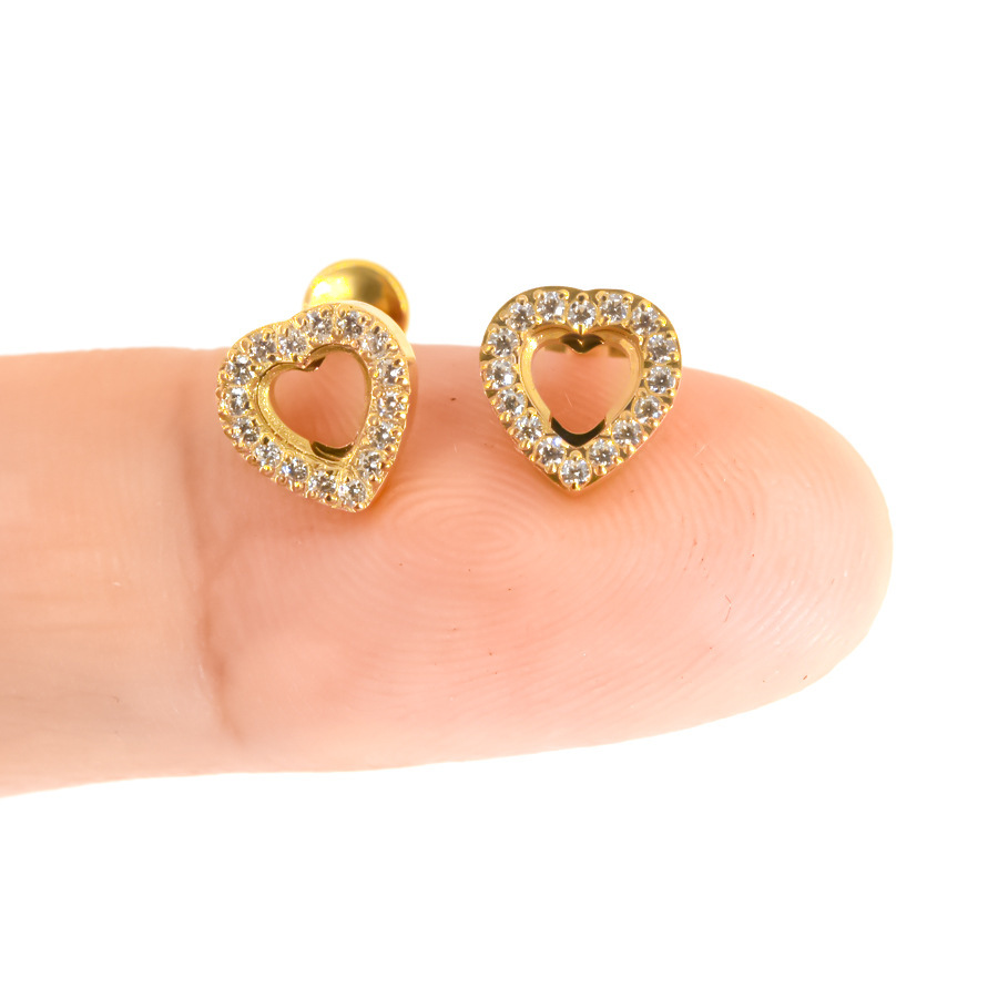 Titanium CZ Heart Filigree Labret Stud - Image 4