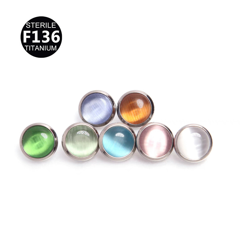 ASTM F136 Titanium CZ Cat Round Bezel Dermal Anchor | 6mm Stone - Image 3