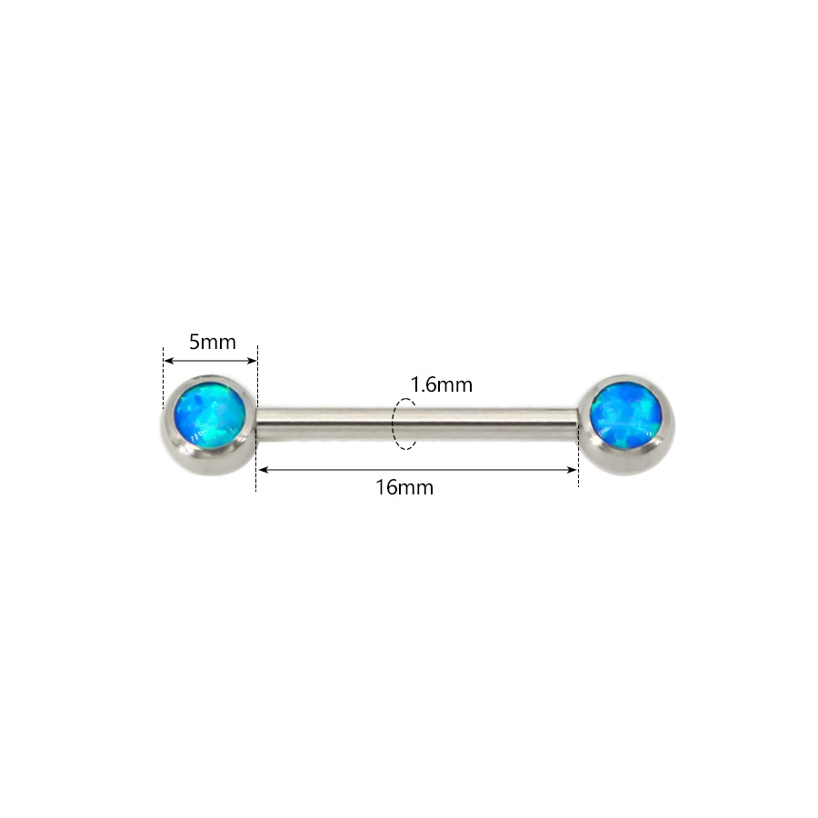 ASTM F136 Titanium 14G Opal Internally Threaded Nipple Ring | 16mm Length - Image 3