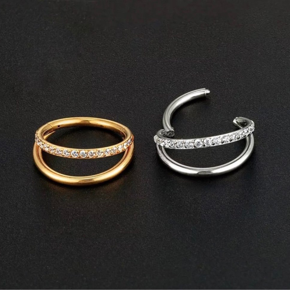 G23 Titanium CZ Minimalist Seamless Ring Nose Ring - Image 3