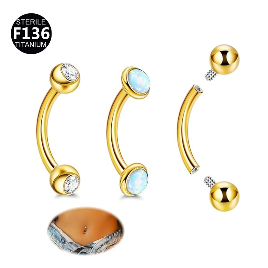 ASTM F136 Titanium 16G Opal Ball Internally Threaded Navel Ring | 2mm - Image 5