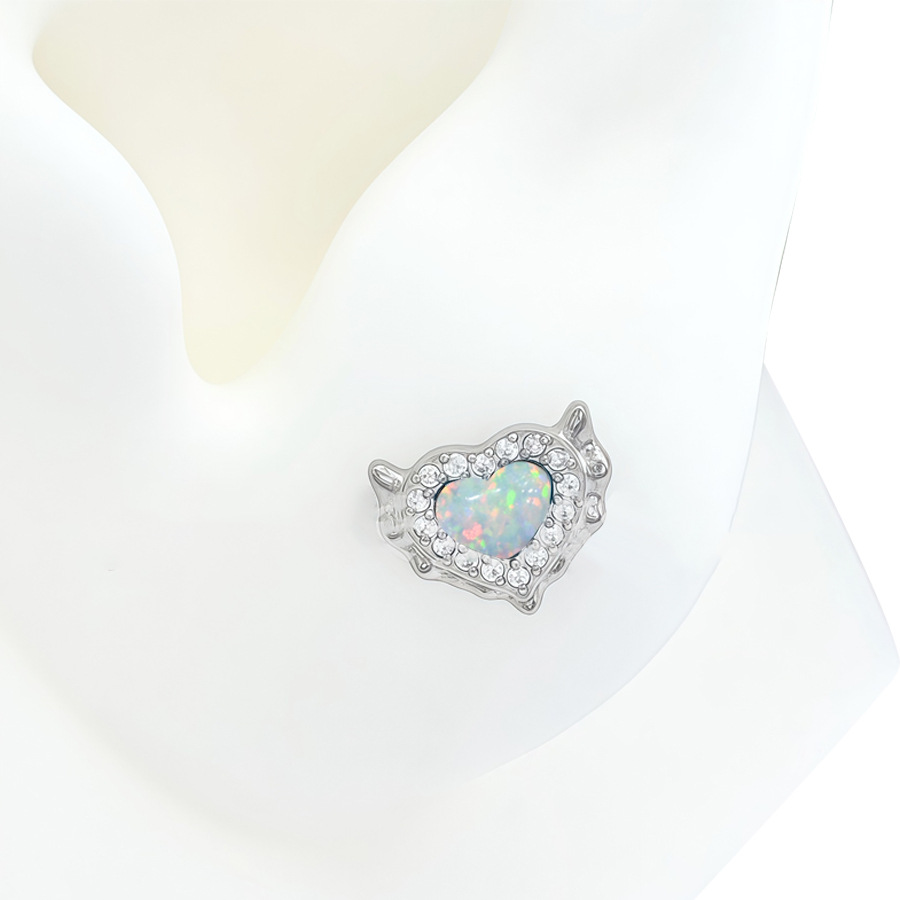 ASTM F136 Titanium 20G Opal Heart Flower Labret Stud - Image 4