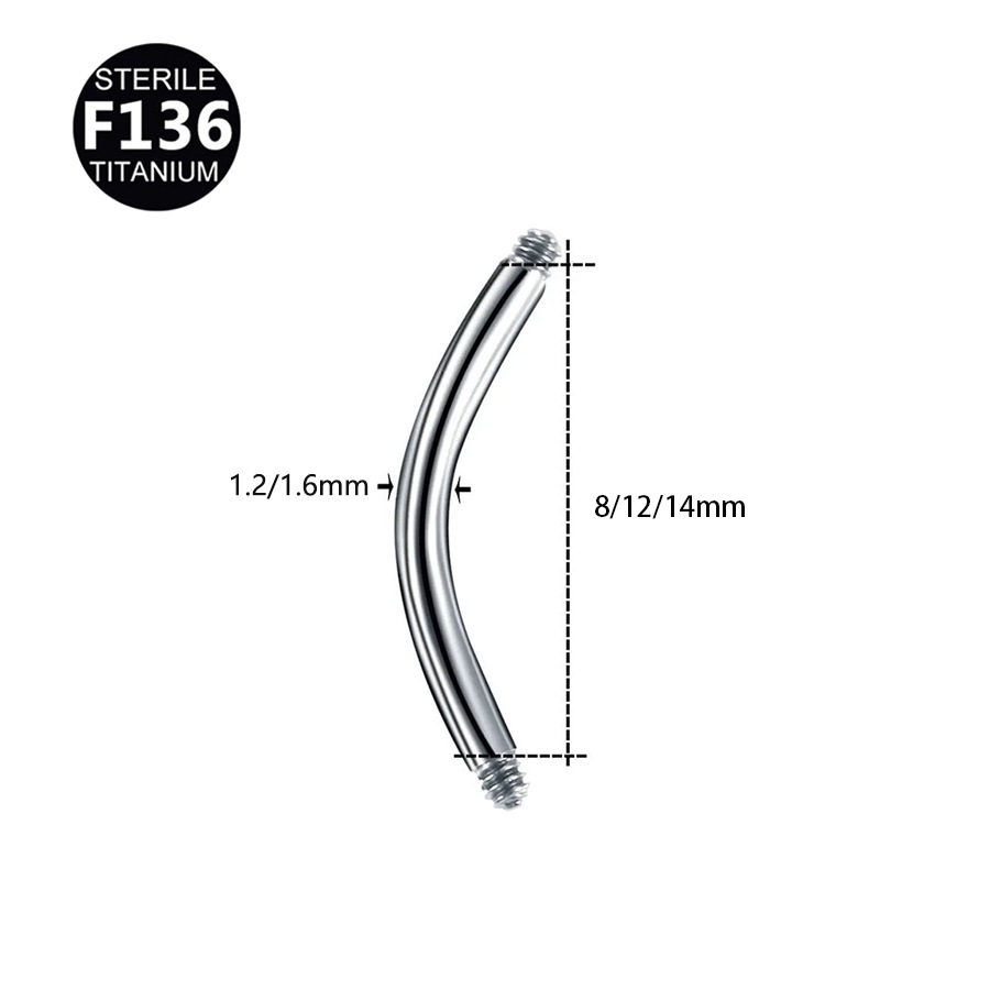 ASTM F136 Titanium Externally Threaded Curved Barbell Earring - Image 2