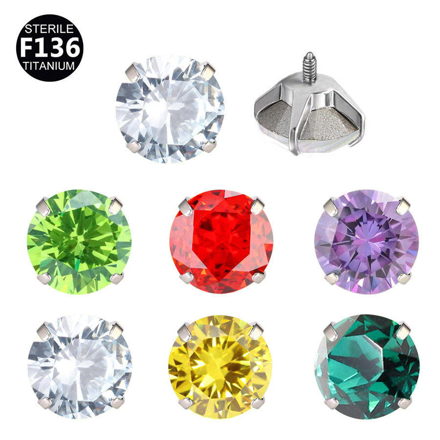 Titanium 20G CZ Sparkle Labret Stud | 6mm - Image 9