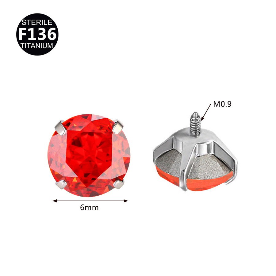 Titanium 20G CZ Sparkle Labret Stud | 6mm - Image 2