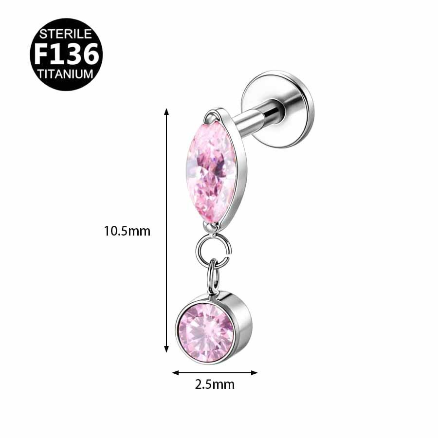 ASTM F136 Titanium Marquise Pendant Punk Labret Stud - Image 2