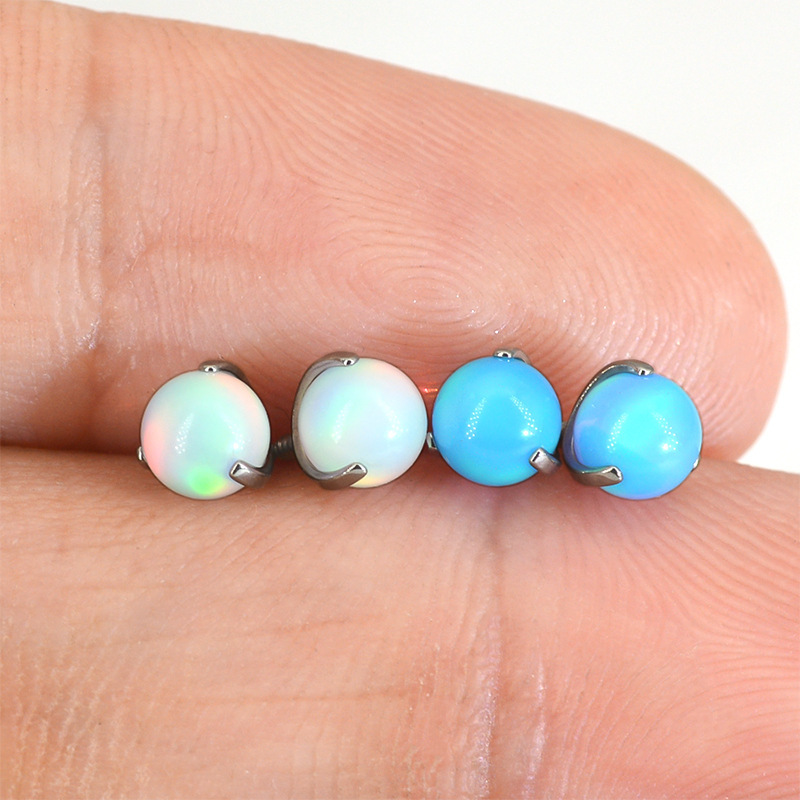 G23 Titanium 20G Opal Flower Ball Labret Stud - Image 3