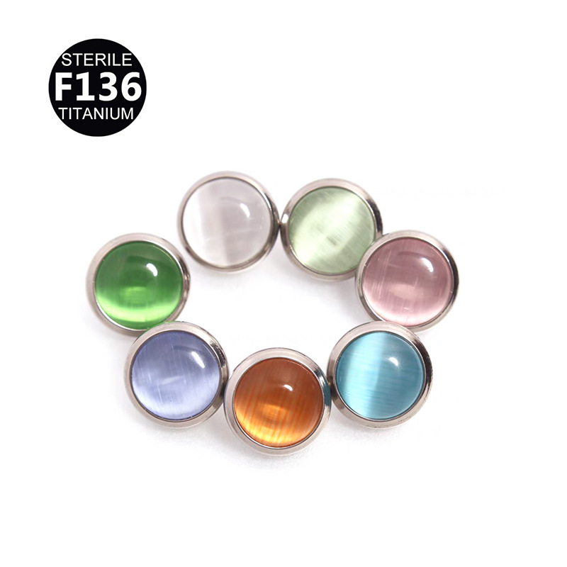 ASTM F136 Titanium CZ Cat Round Bezel Dermal Anchor | 6mm Stone - Image 4