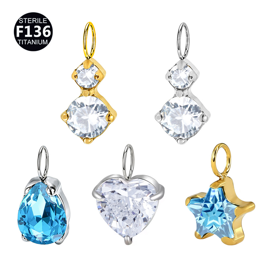 ASTM F136 Titanium Heart Star Earring