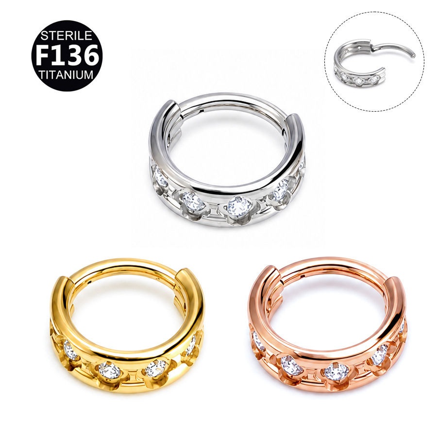 ASTM F136 Titanium CZ Flower Minimalist Nose Ring