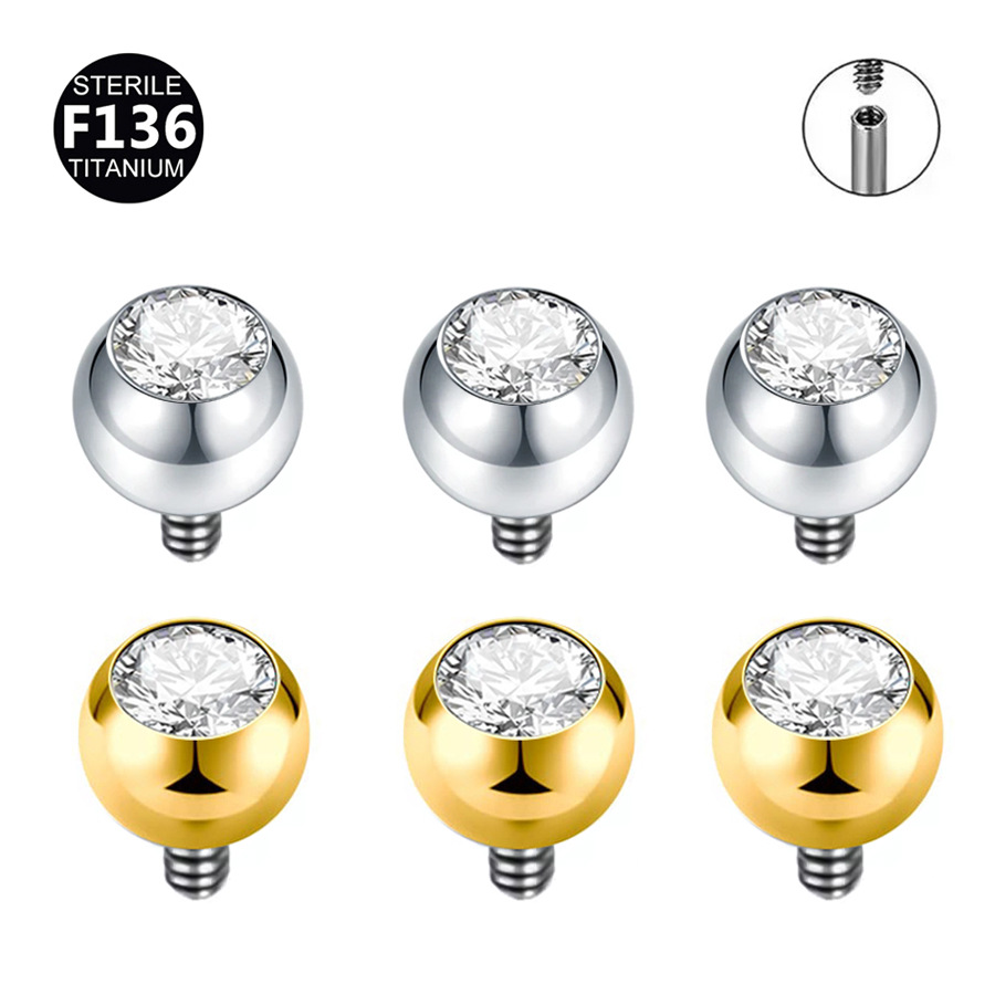 ASTM F136 Titanium CZ Internally Threaded Labret Stud - Image 5