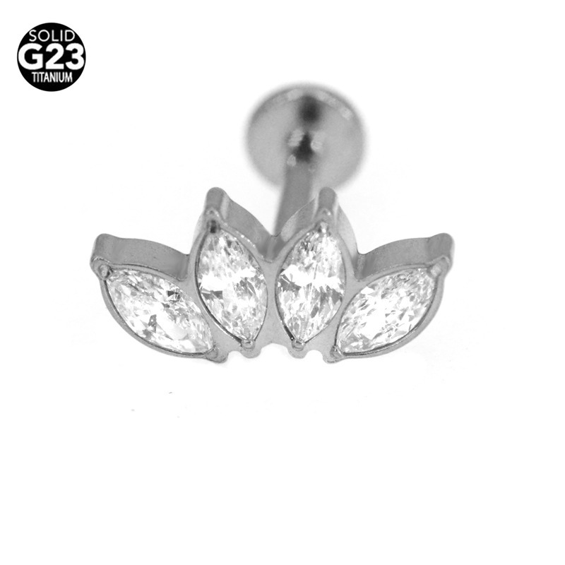 G23 Titanium CZ Marquise Labret Stud - Image 4