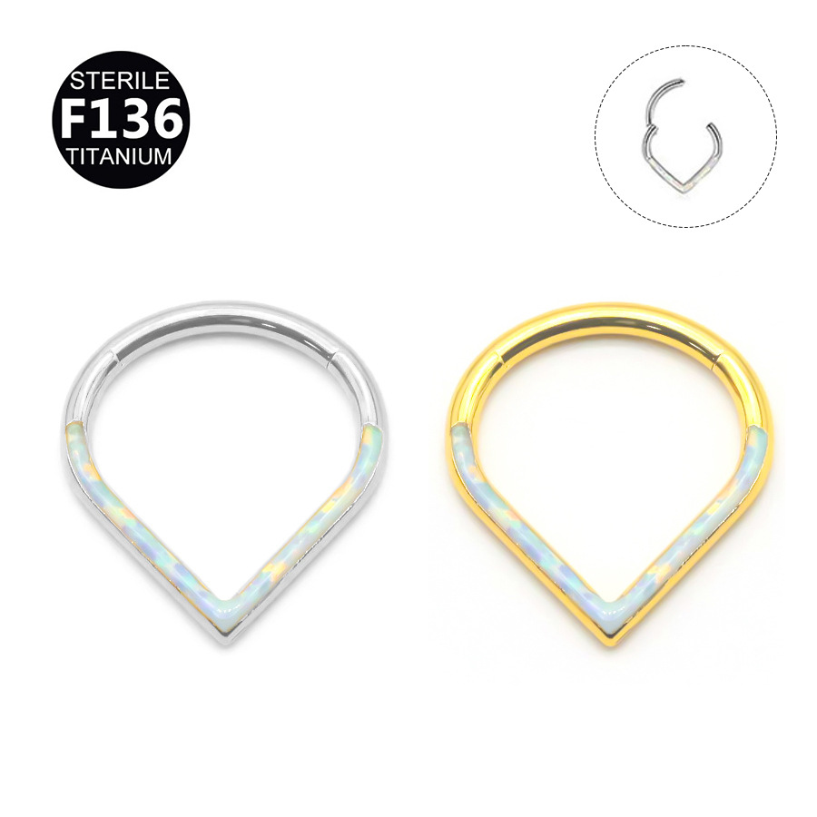 ASTM F136 Titanium Opal Heart Seamless Ring Nose Ring | 8/10mm
