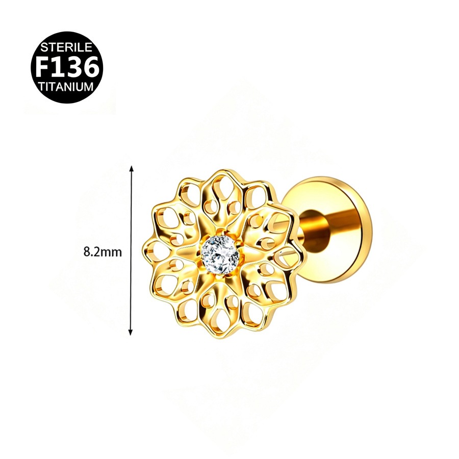 ASTM F136 Titanium Butterfly Heart Internally Threaded Labret Stud - Image 4
