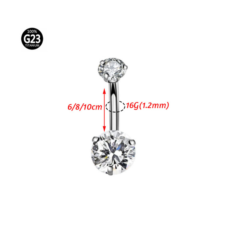 G23 Titanium CZ Heart Round Navel Ring - Image 2
