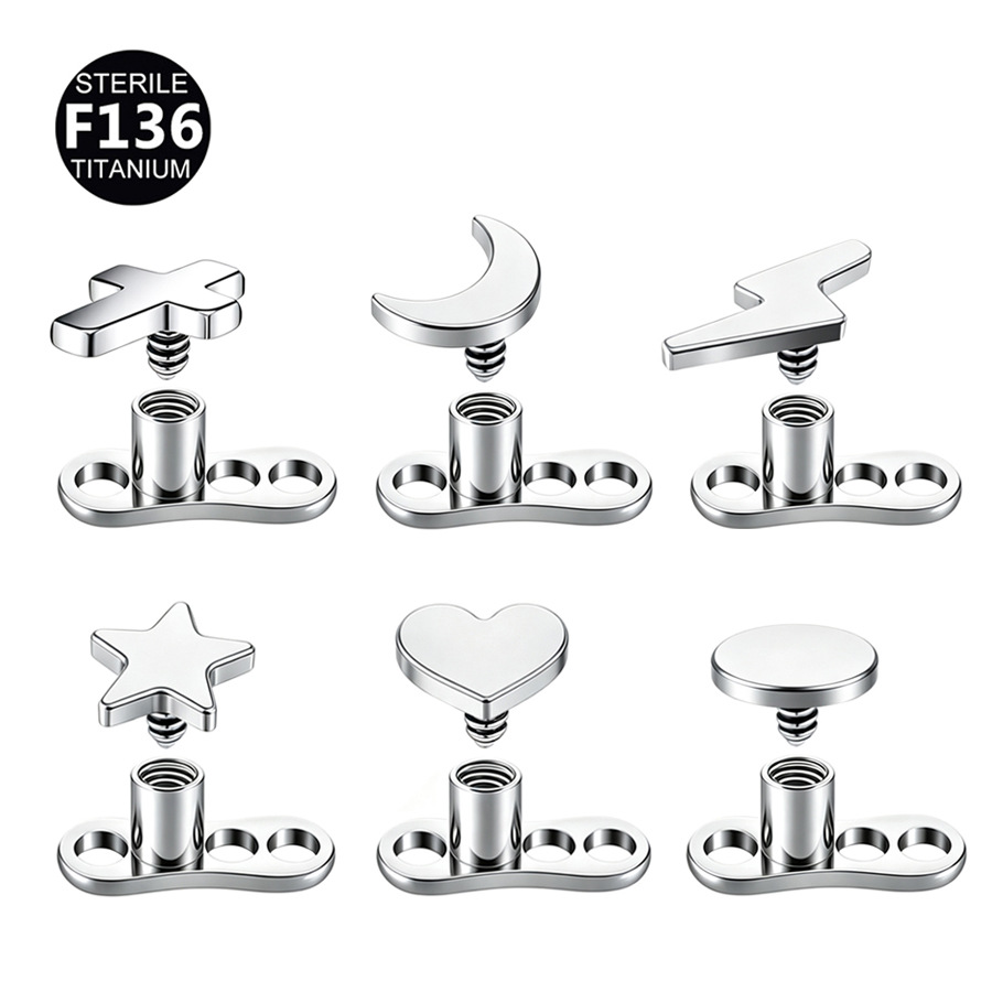 ASTM F136 Titanium 16G Heart Star Dermal Anchor | 2mm - Image 9