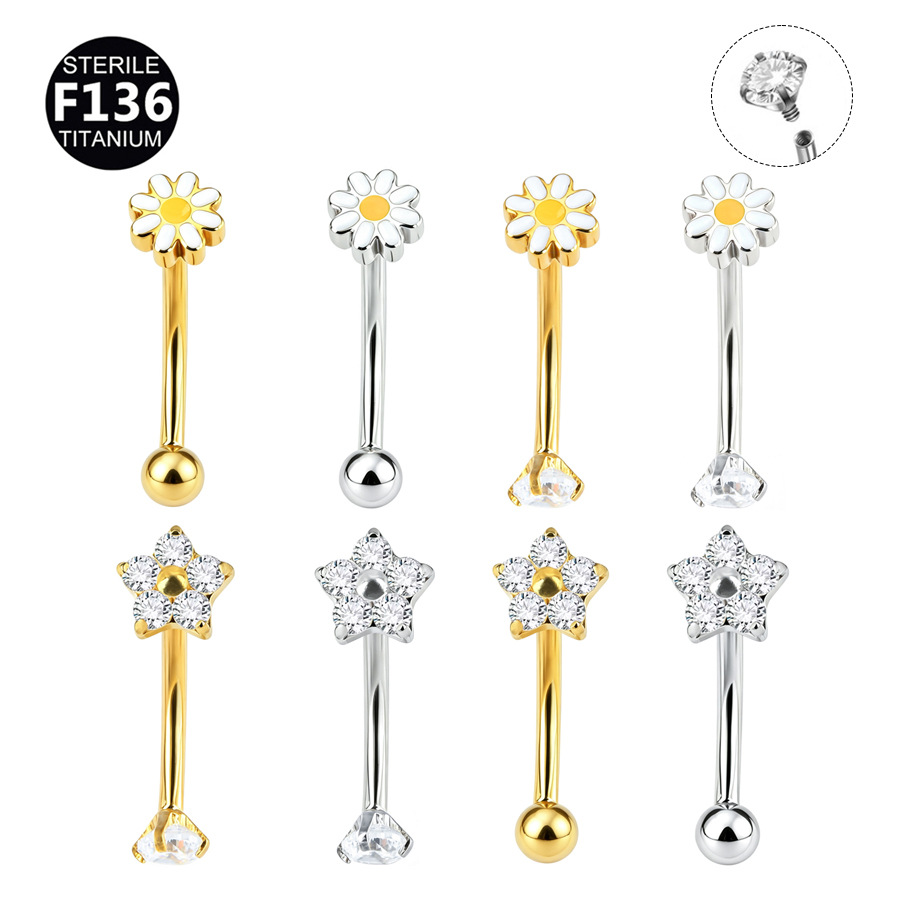 ASTM F136 Titanium Flower Internally Threaded Labret Stud - Image 6