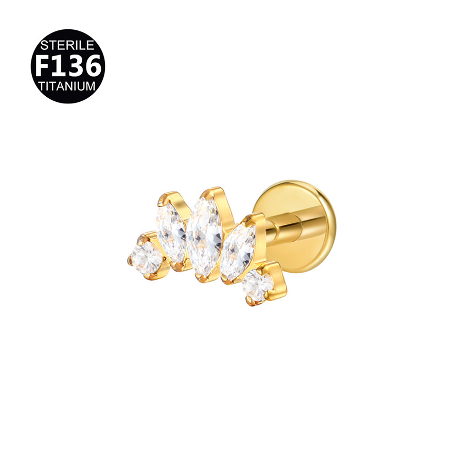 G23 Titanium 16G CZ Crown Ball Labret Stud | 6/8mm - Image 3