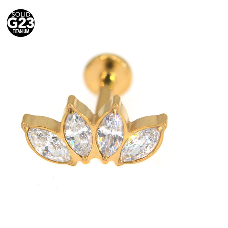 G23 Titanium CZ Marquise Labret Stud - Image 3