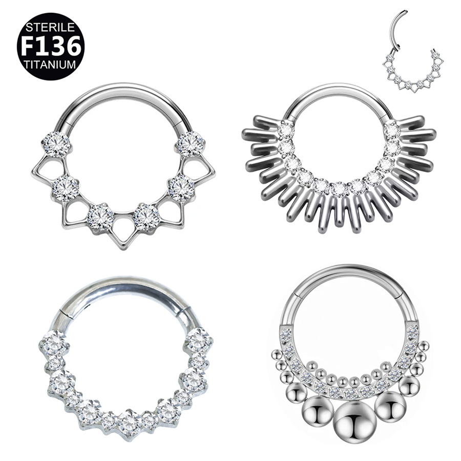 ASTM F136 Titanium CZ Ball Nose Ring