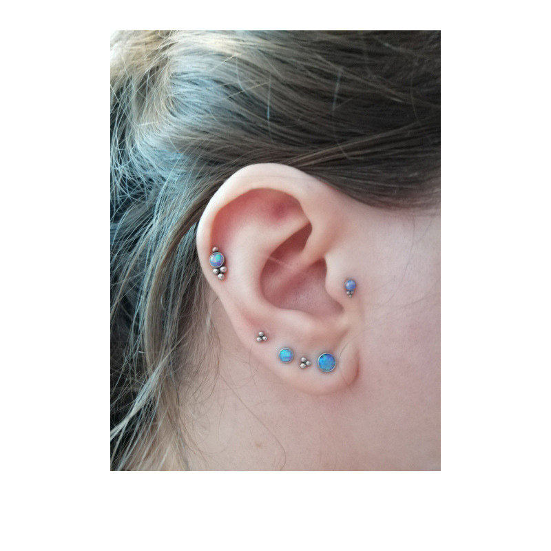 ASTM F136 Titanium Opal Flower Cat Labret Stud - Image 4