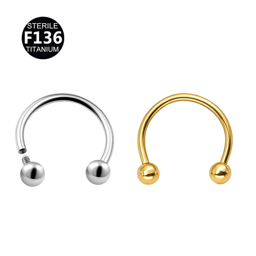G23 Titanium Ball Internally Threaded Horseshoe Nose Ring