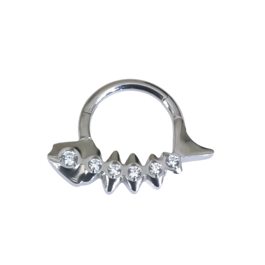 ASTM F136 Titanium 16G CZ Fish Curved Barbell | 8mm Length - Image 5