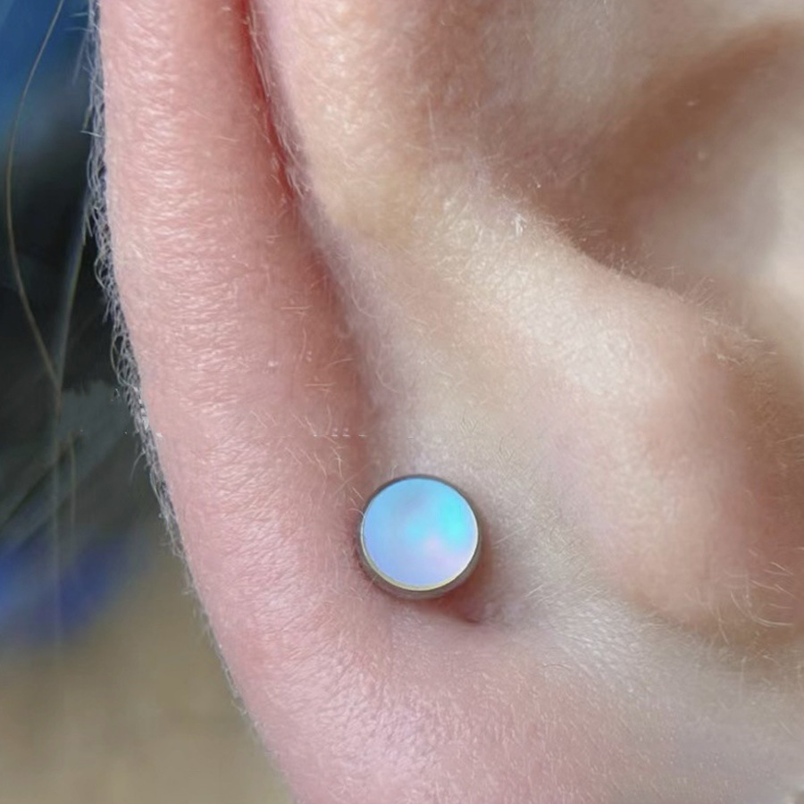 G23 Titanium Opal Internally Threaded Labret Stud - Image 4